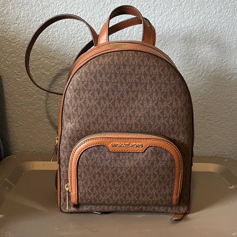 Michael Kors Brown Backpack with Tan Trim